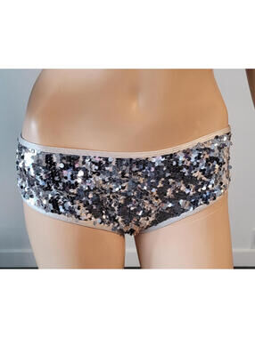 Women Silver Sequence Hipsters Panty Stretch Briefs Size Medium LC7575